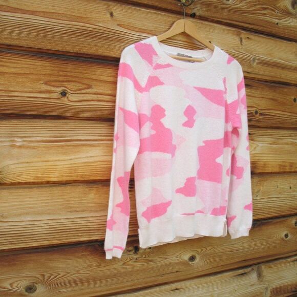NWT Brodie Pink Cashmere Camo Sweater Pullover - Picture 2 of 8
